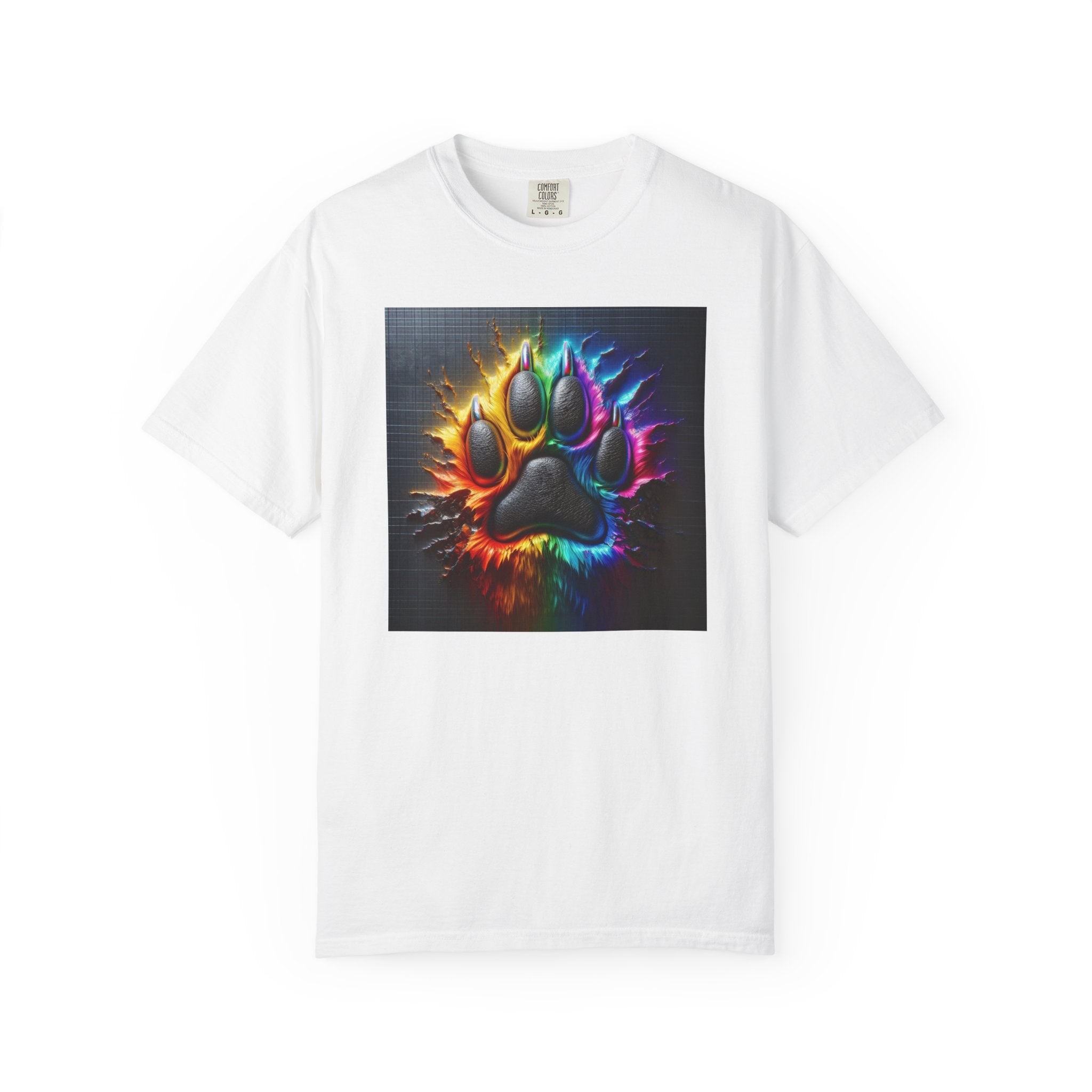 Electric Rainbow Dog Paw Unisex Garment-Dyed T-shirt
