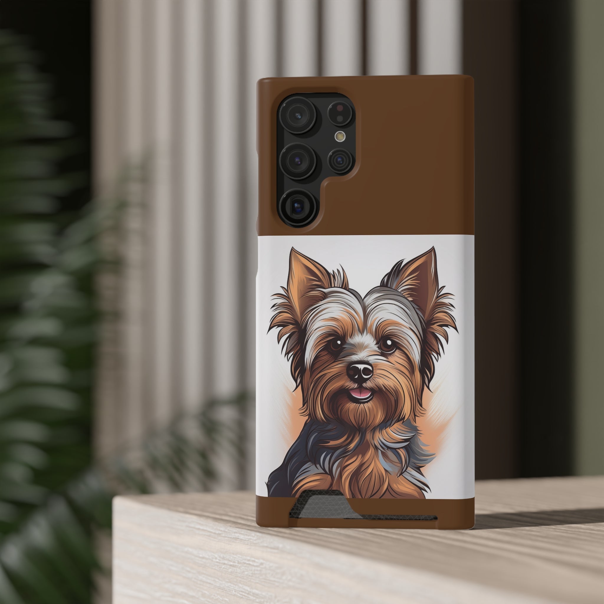 Yorkie Phone Case with Card Holder