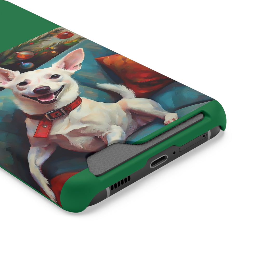 White Corgi Holiday II Phone Case with Card Holder