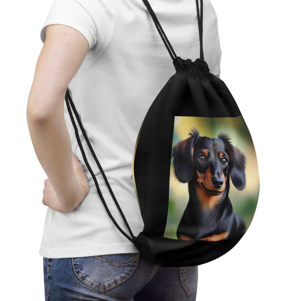 Dachshund Black & Tan Drawstring Bag