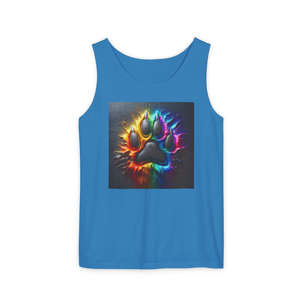 Electric Rainbow Dog Paw Unisex Tank Top
