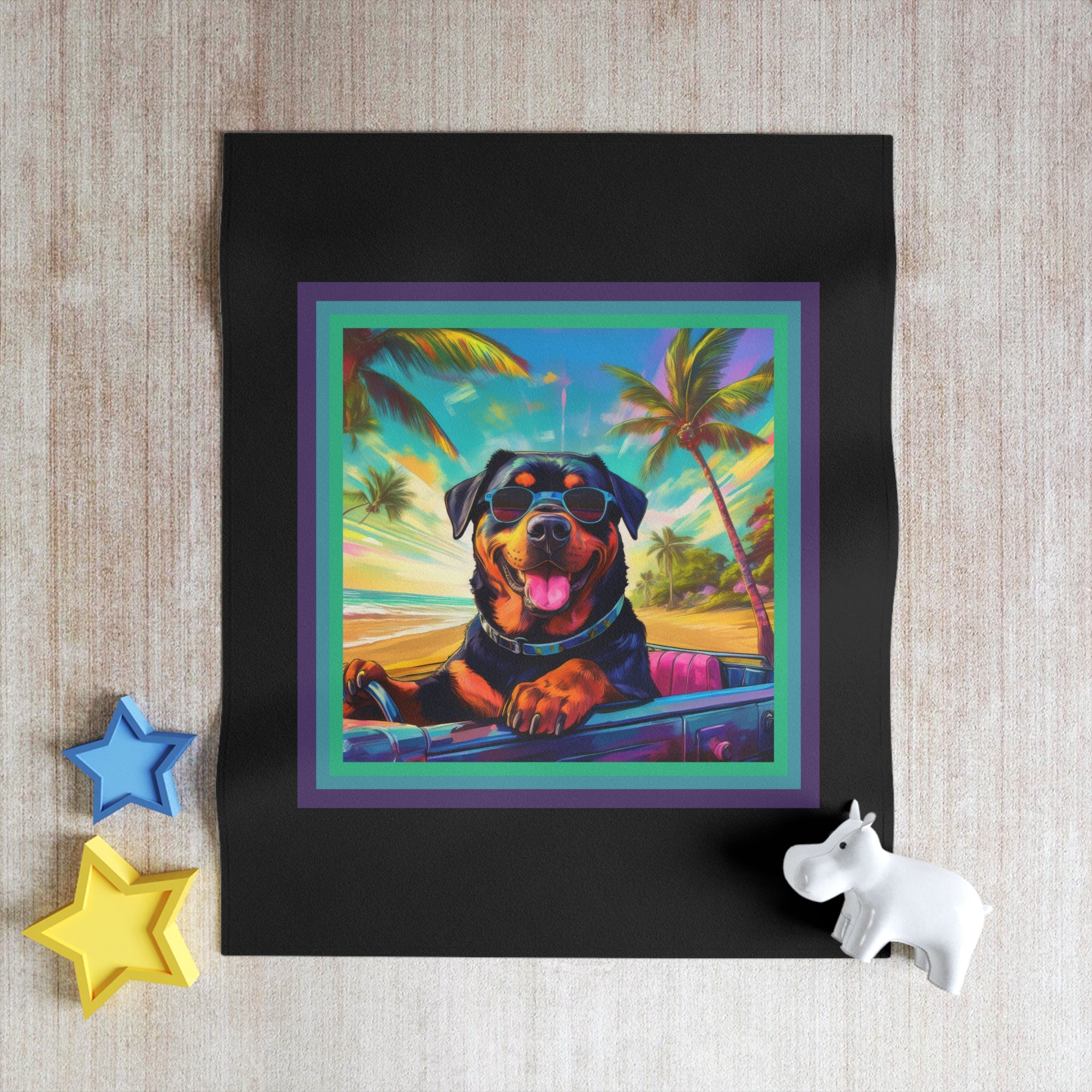 Rottweiler Beach Drive Throw Blanket