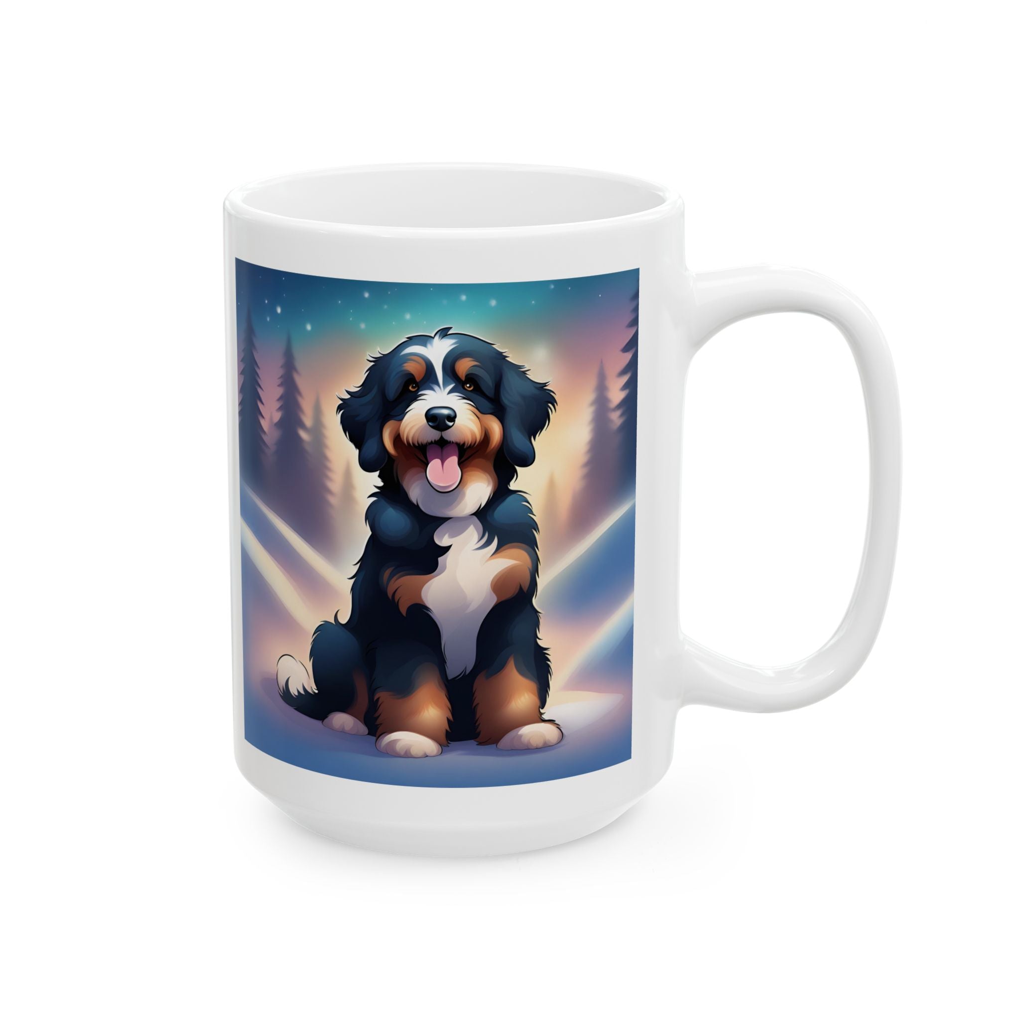 Bernedoodle Holiday Ceramic Mug, (11oz, 15oz)