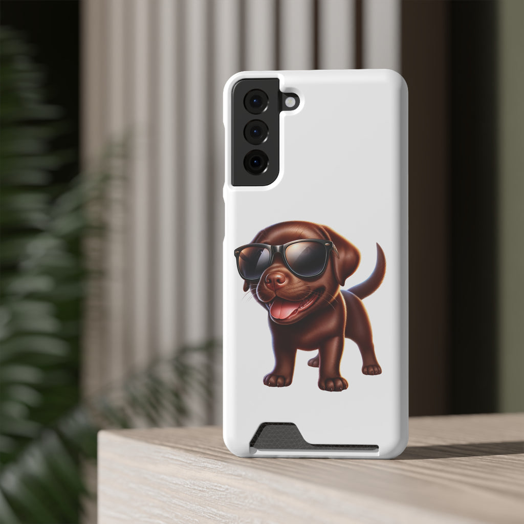 Chocolate Lab with Sunglasses Phone Case with Card Holder