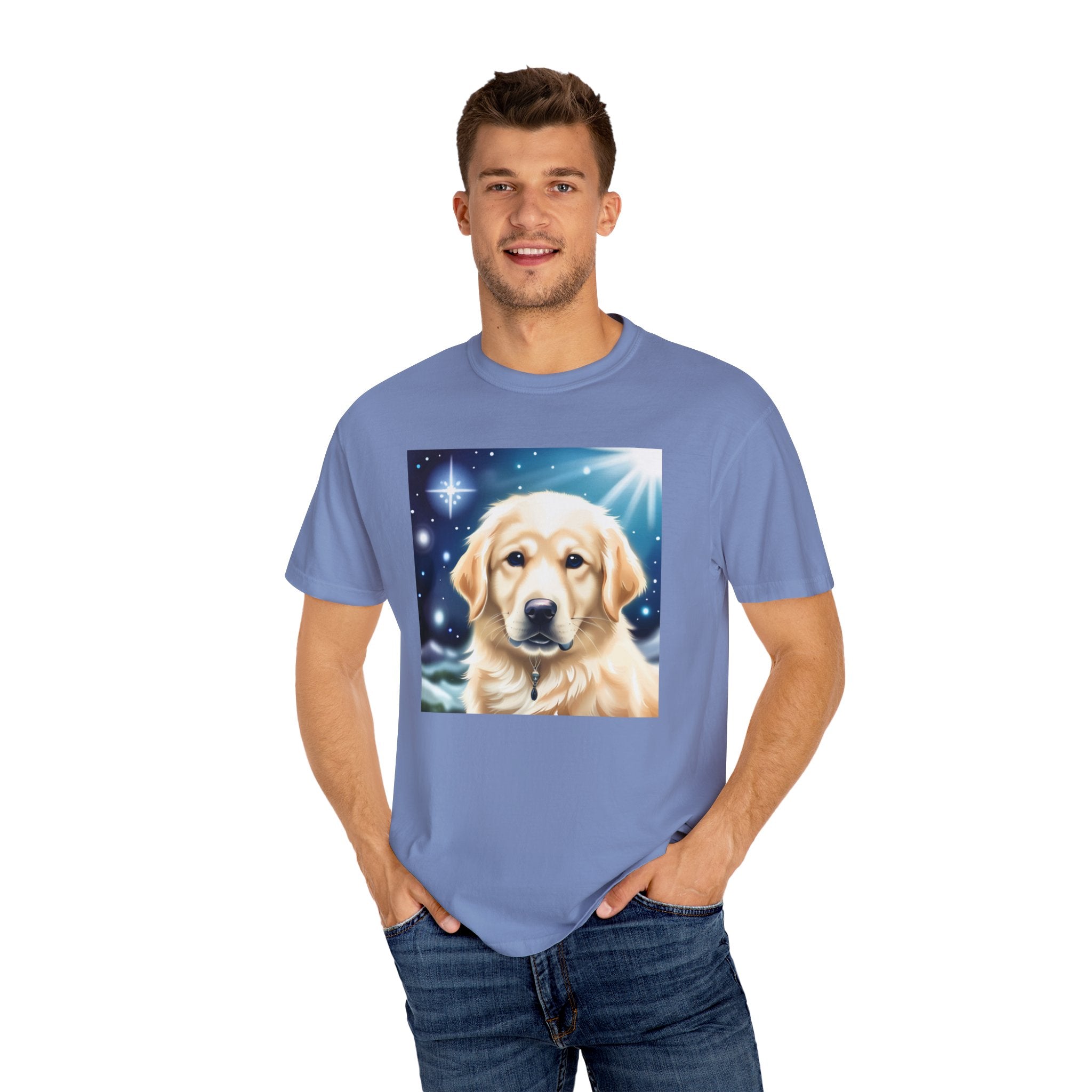 Golden Retriever Stary Night Unisex Garment-Dyed T-shirt