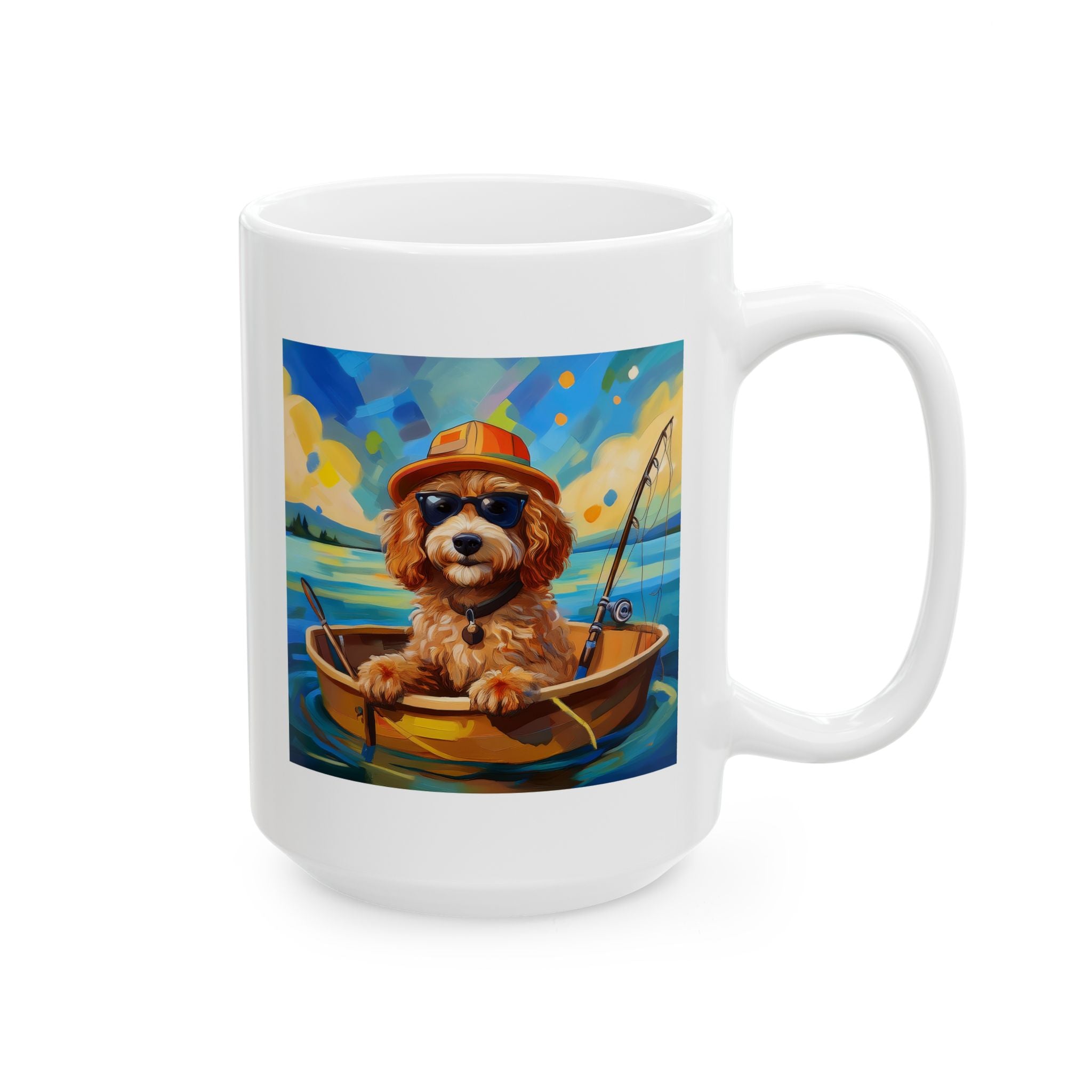Doodle Fishing Ceramic Mug, (11oz, 15oz)