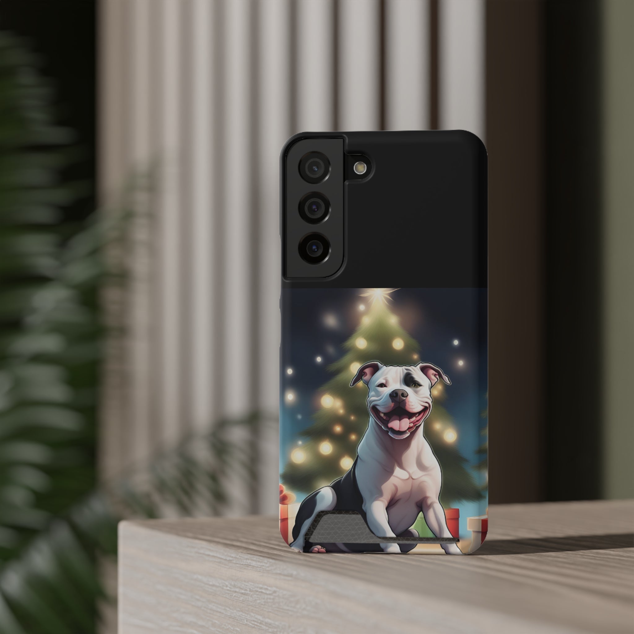 Pitbull Holiday Phone Case with Card Holder