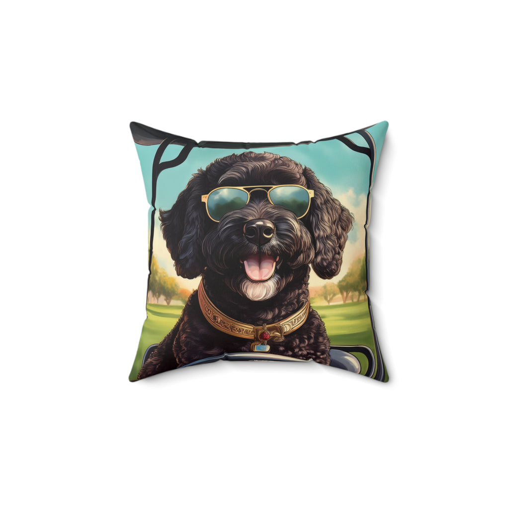 Doodle Golf Cart Polyester Square Pillow