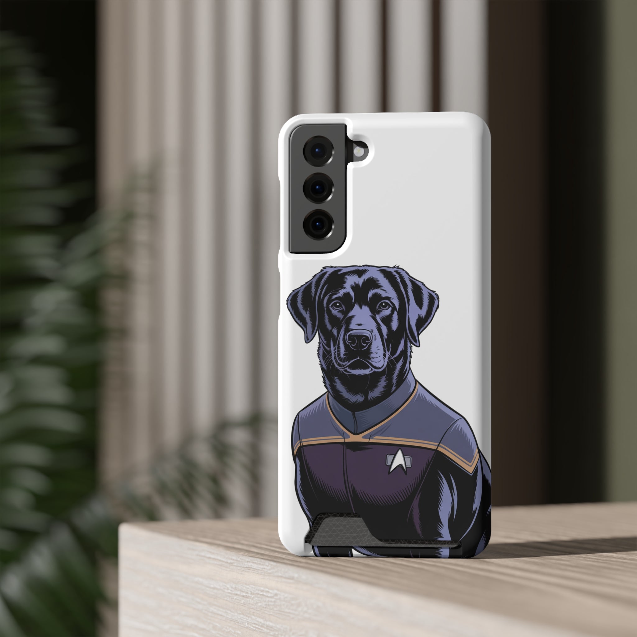 Black Lab Dog-Fleet Phone Case with Card Holder