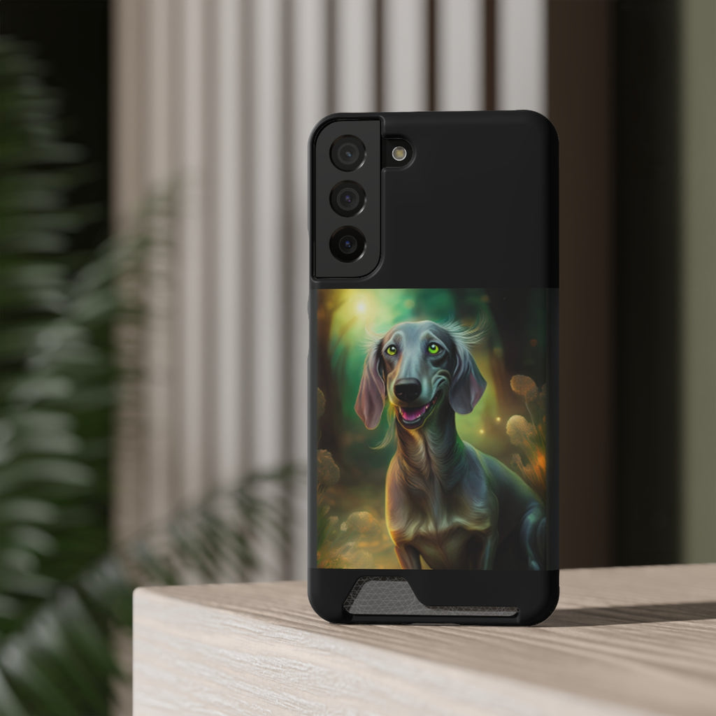 Dachshund Silver Grey Phone Case with Card Holder