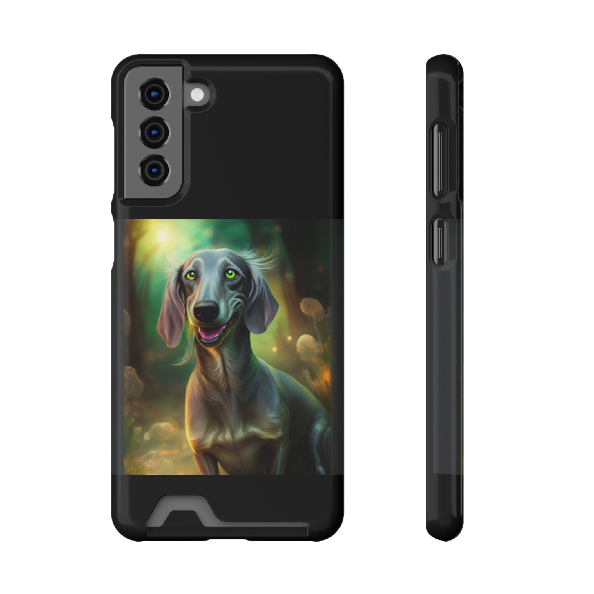 Dachshund Silver Grey Phone Case with Card Holder