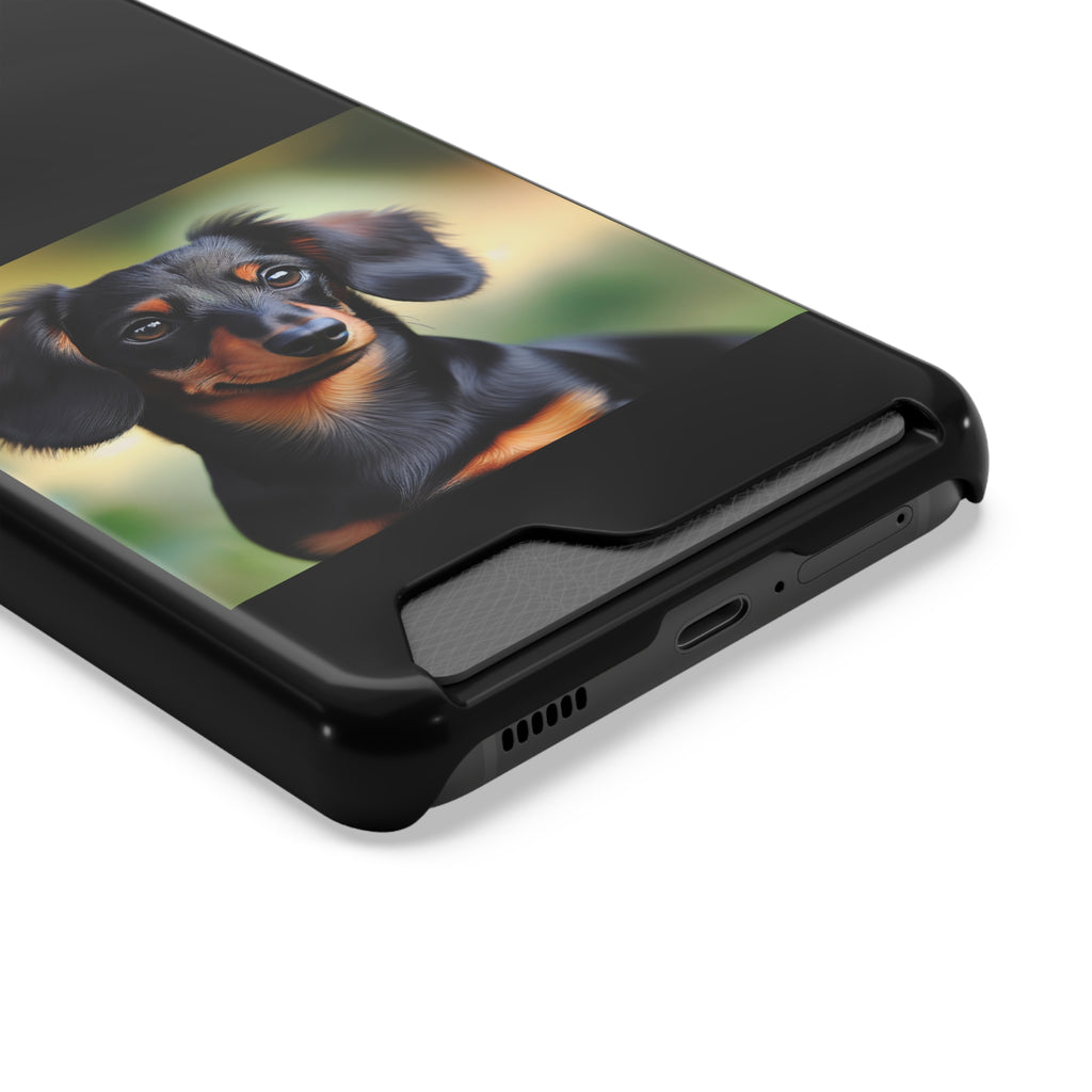 Dachshund Black and Brown Phone Case with Card Holder