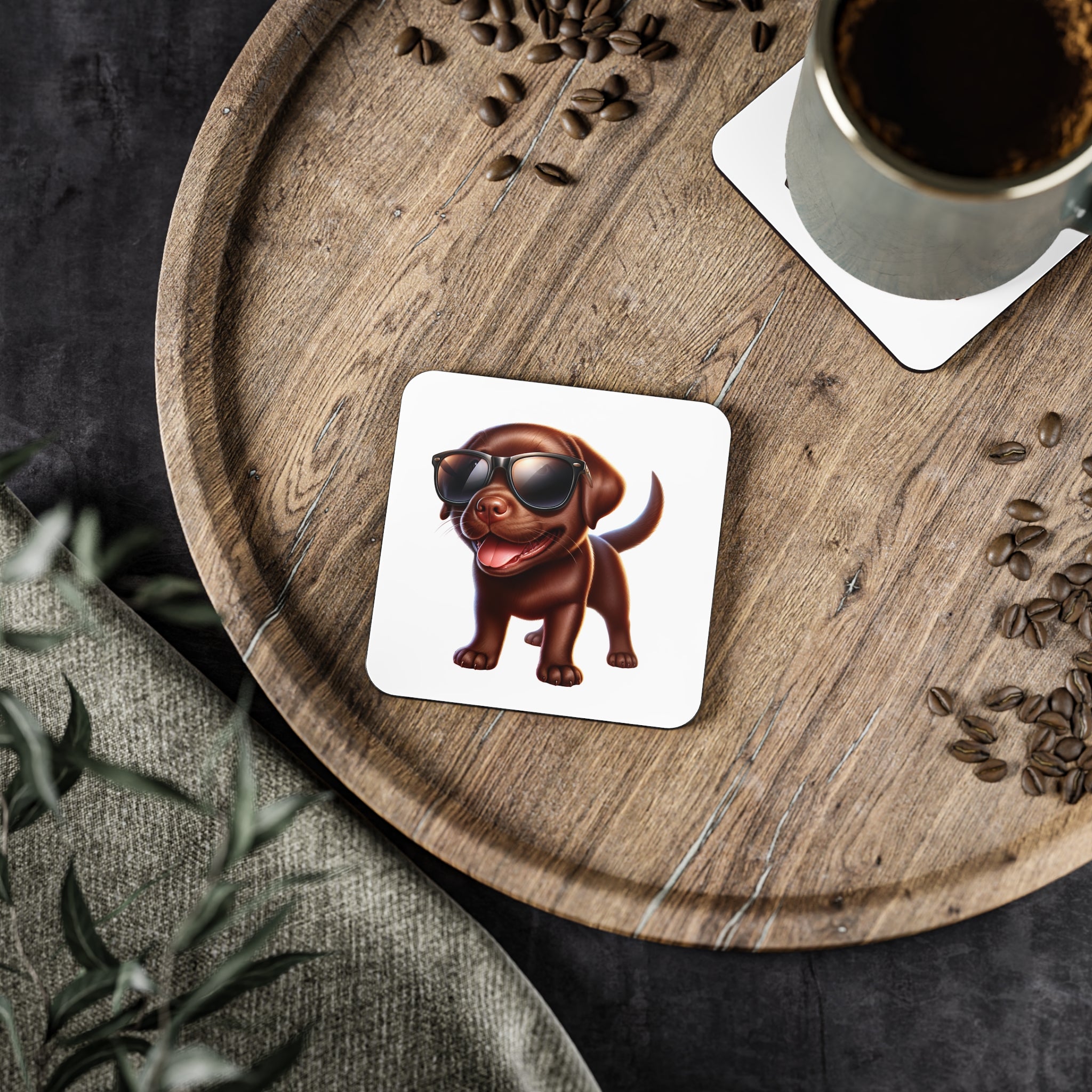 Chocolate Lab w/ sunglasses Coasters