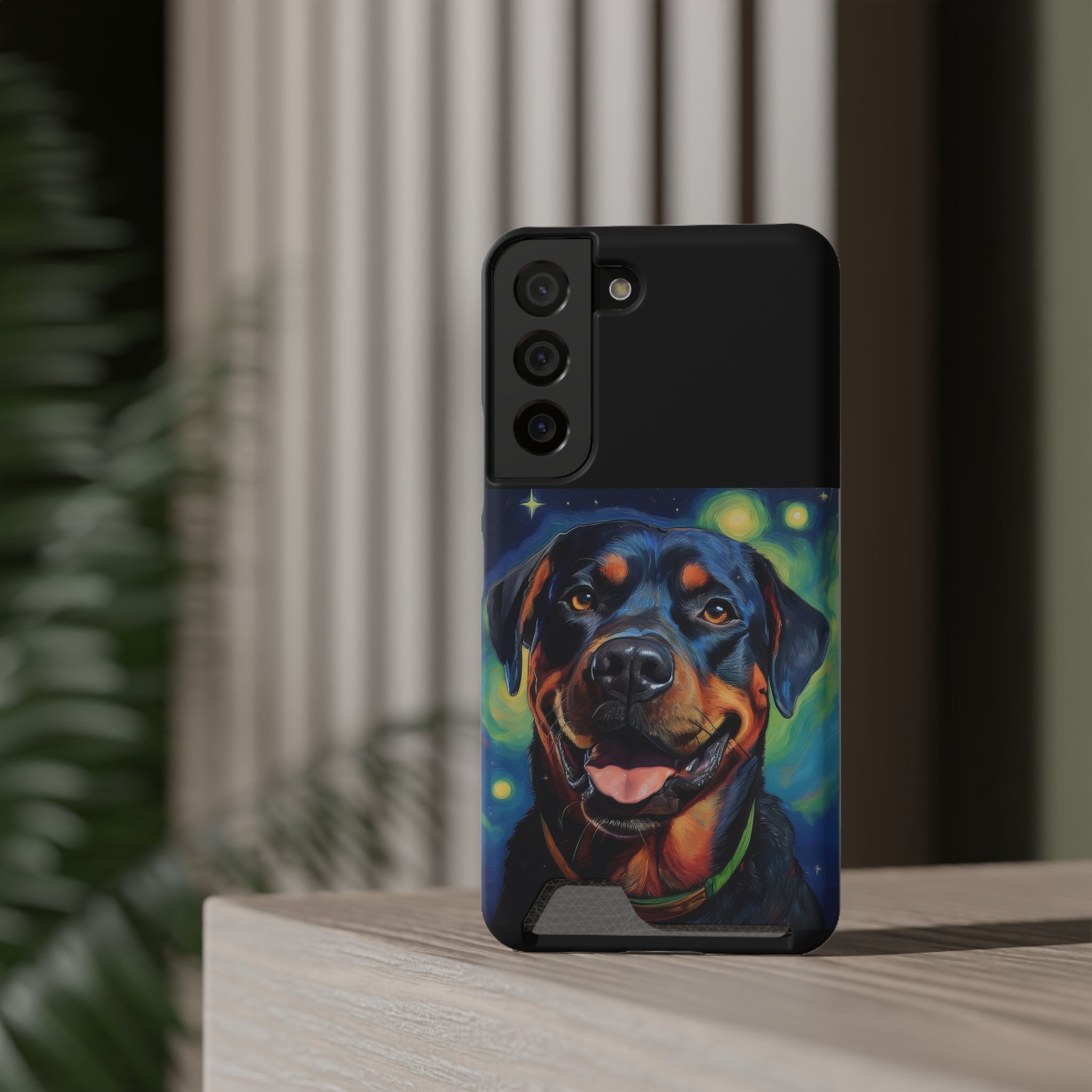 Rottweiler Stary Night Phone Case with Card Holder