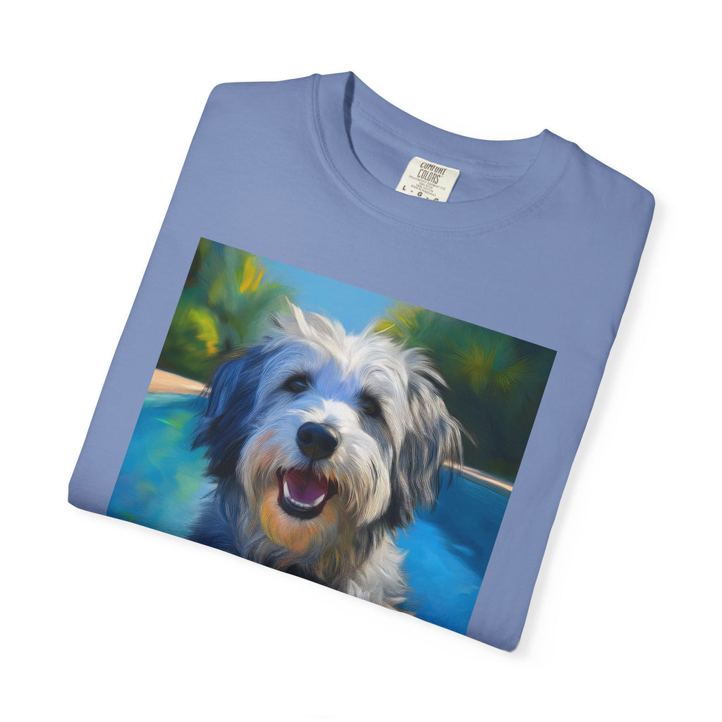 Grey Shaggy Dog Poolside Unisex Garment-Dyed T-shirt