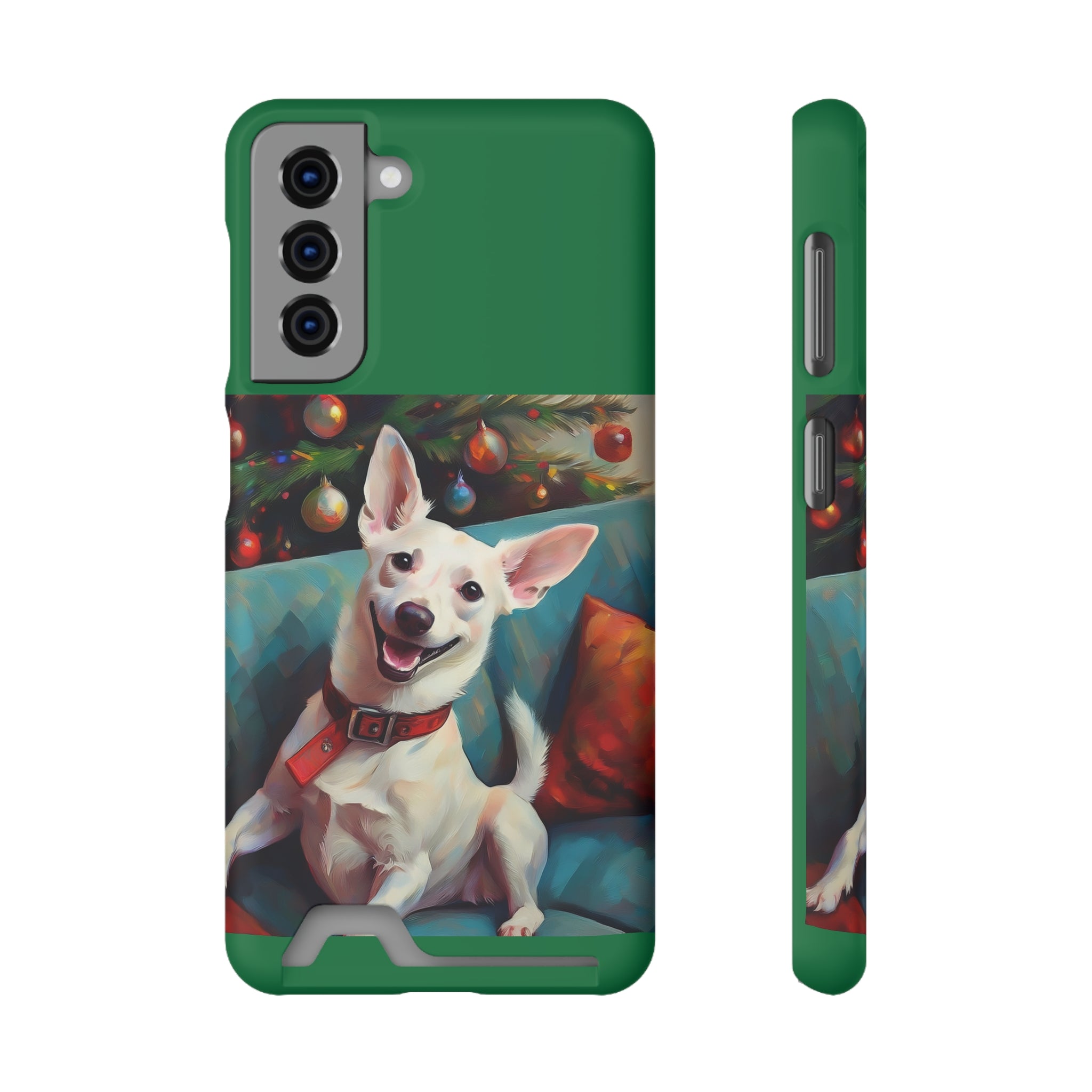 White Corgi Holiday II Phone Case with Card Holder
