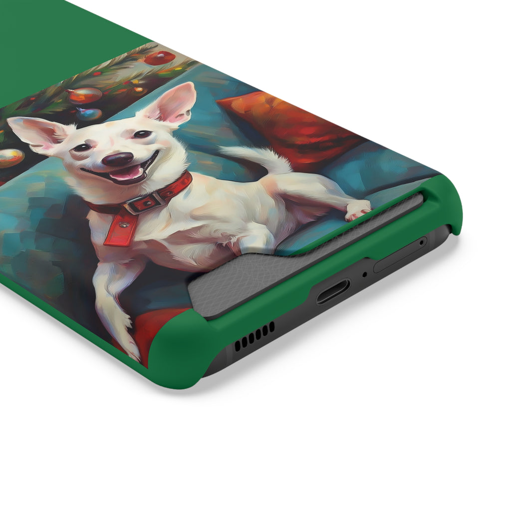 White Corgi Holiday II Phone Case with Card Holder
