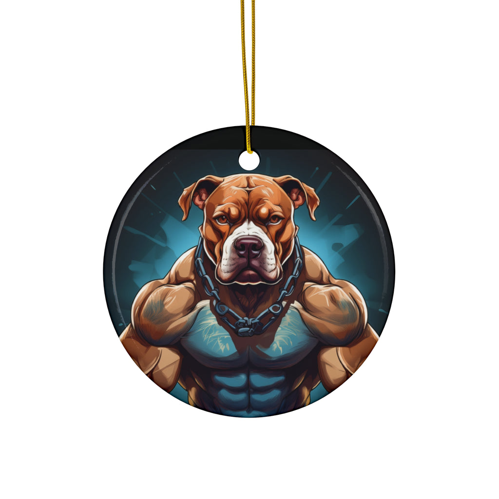 Pitbull Body Builder Ceramic Ornament