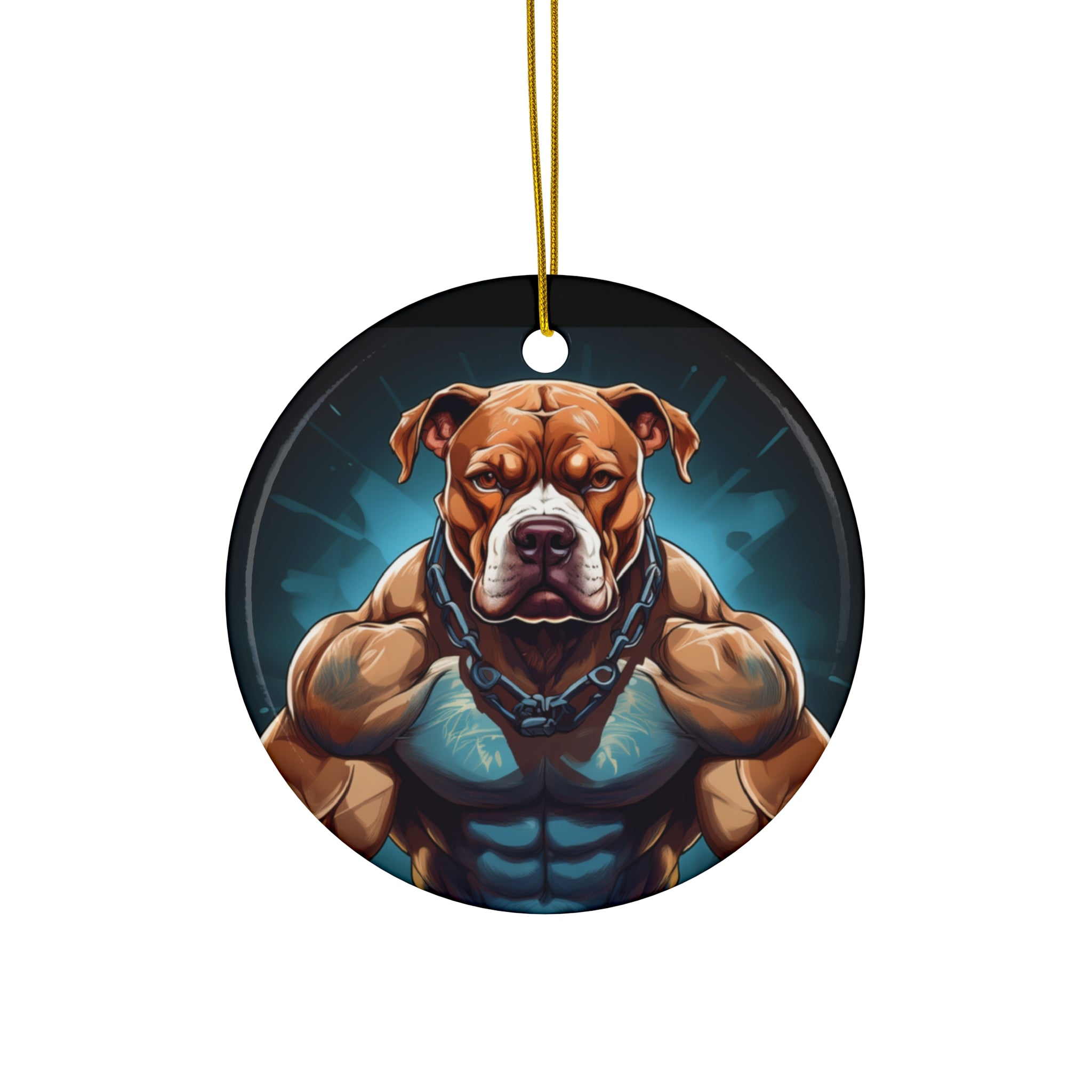 Pitbull Body Builder Ceramic Ornament