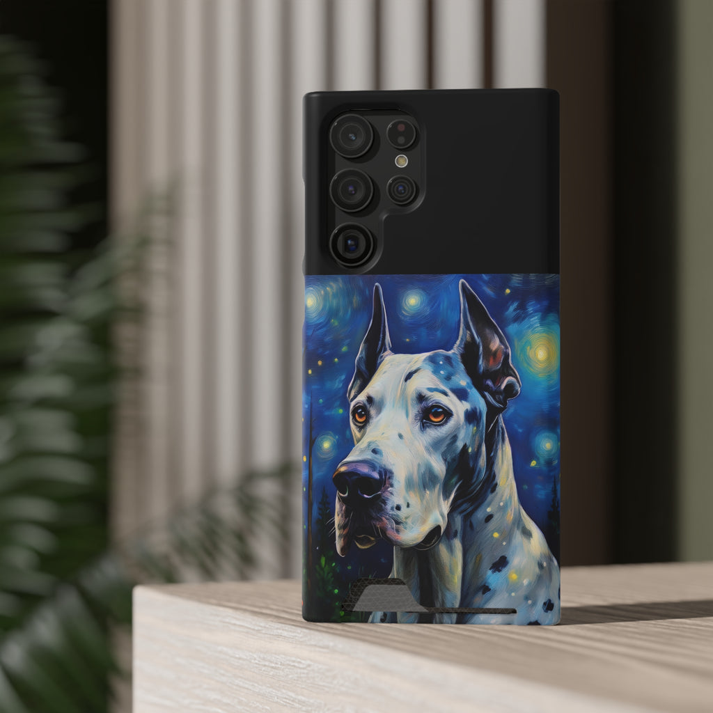 Great Dane Stary Night Phone Case with Card Holder