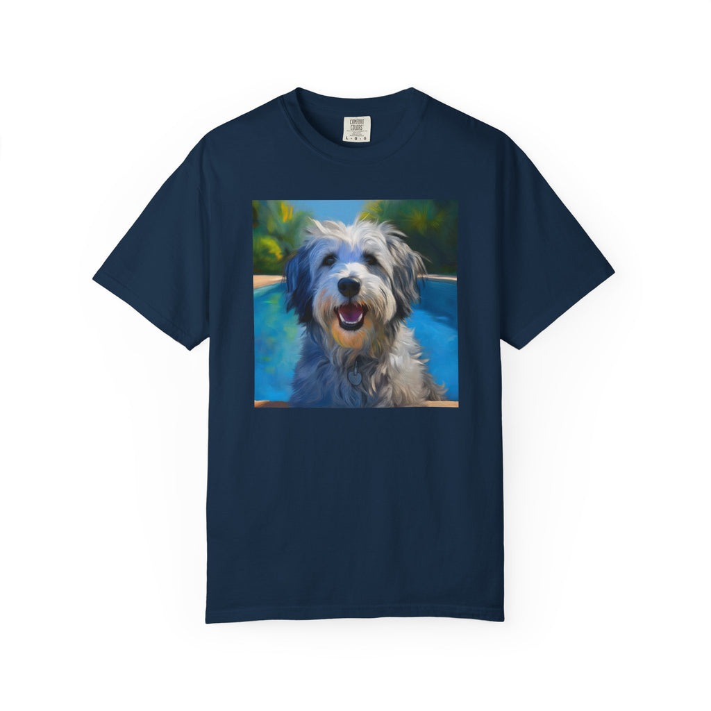 Grey Shaggy Dog Poolside Unisex Garment-Dyed T-shirt
