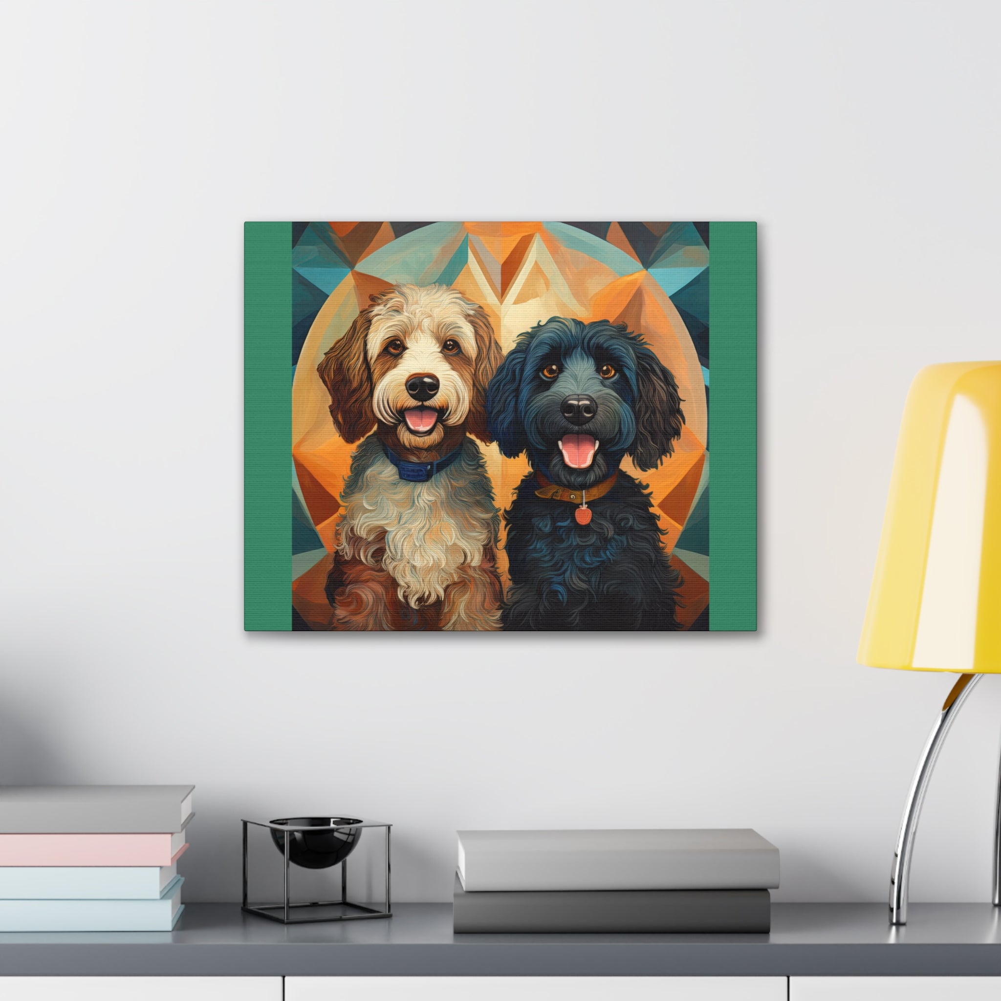 Doodles, Black & Tan Canvas Painting