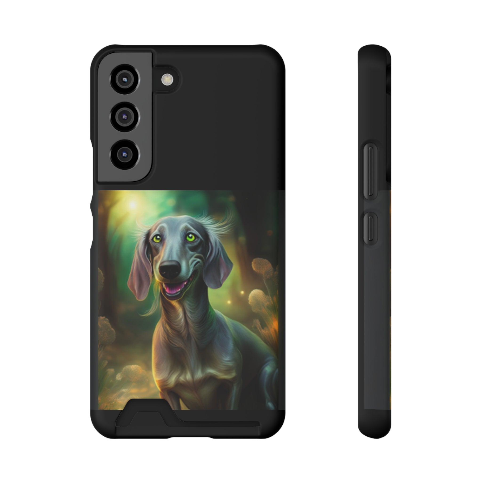 Dachshund Silver Grey Phone Case with Card Holder