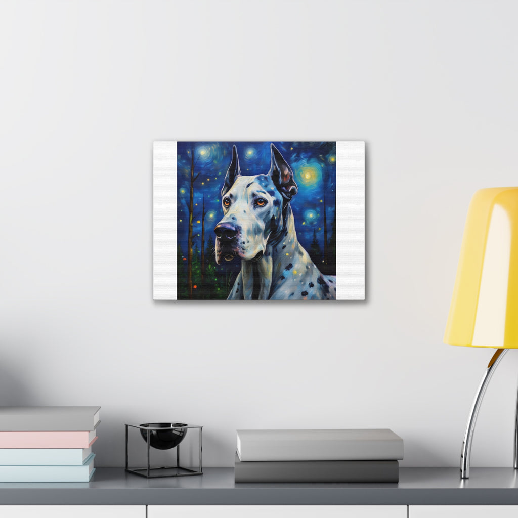 Great Dane Stary Night Canvas Stretched, 0.75"