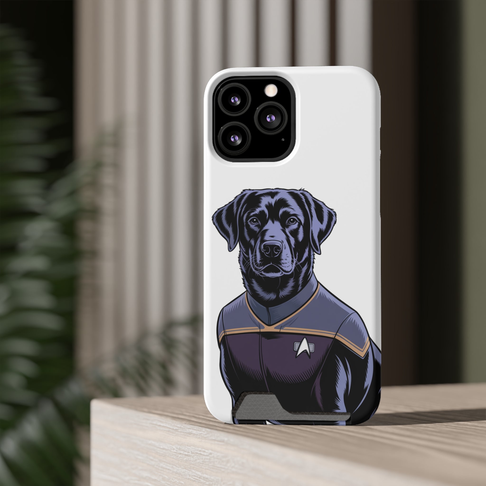 Black Lab Dog-Fleet Phone Case with Card Holder
