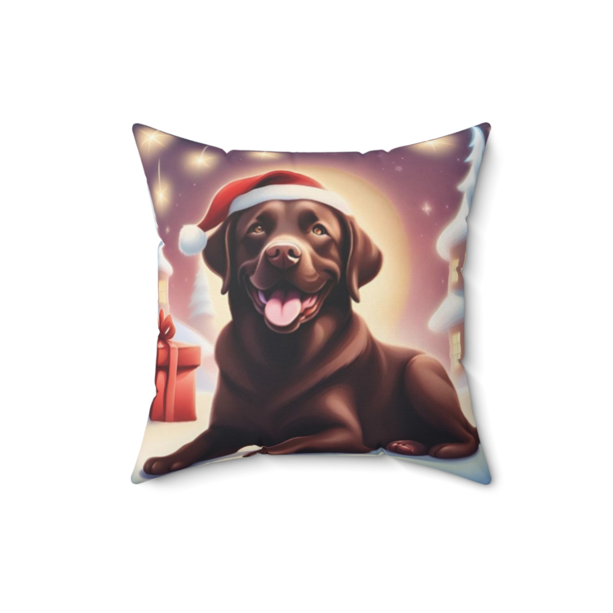 Chocolate Lab Holiday Square Pillow