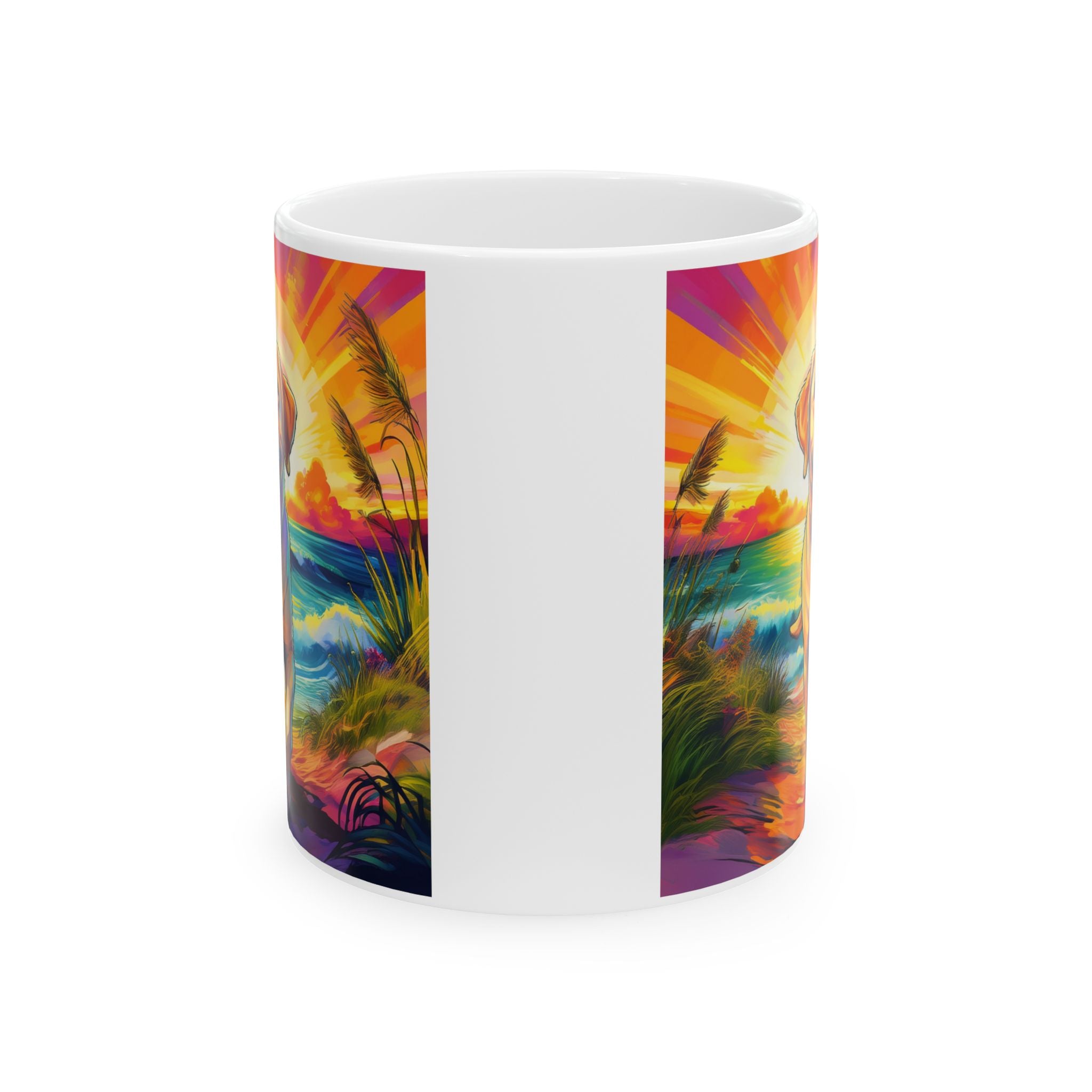 Yellow Lab Sunset Beach Ceramic Mug, (11oz, 15oz)