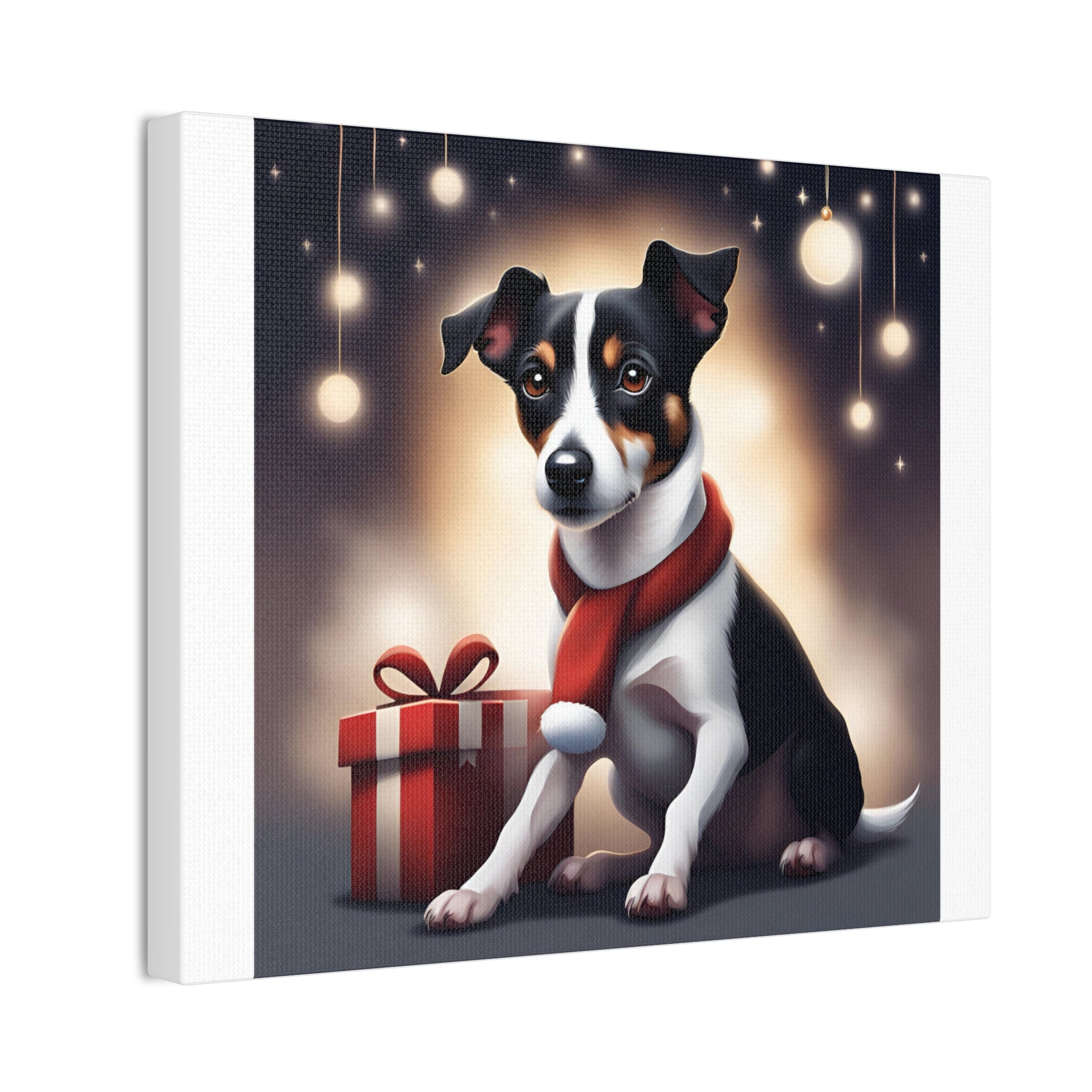 Jack Russel Holiday Canvas Stretched, 0.75"