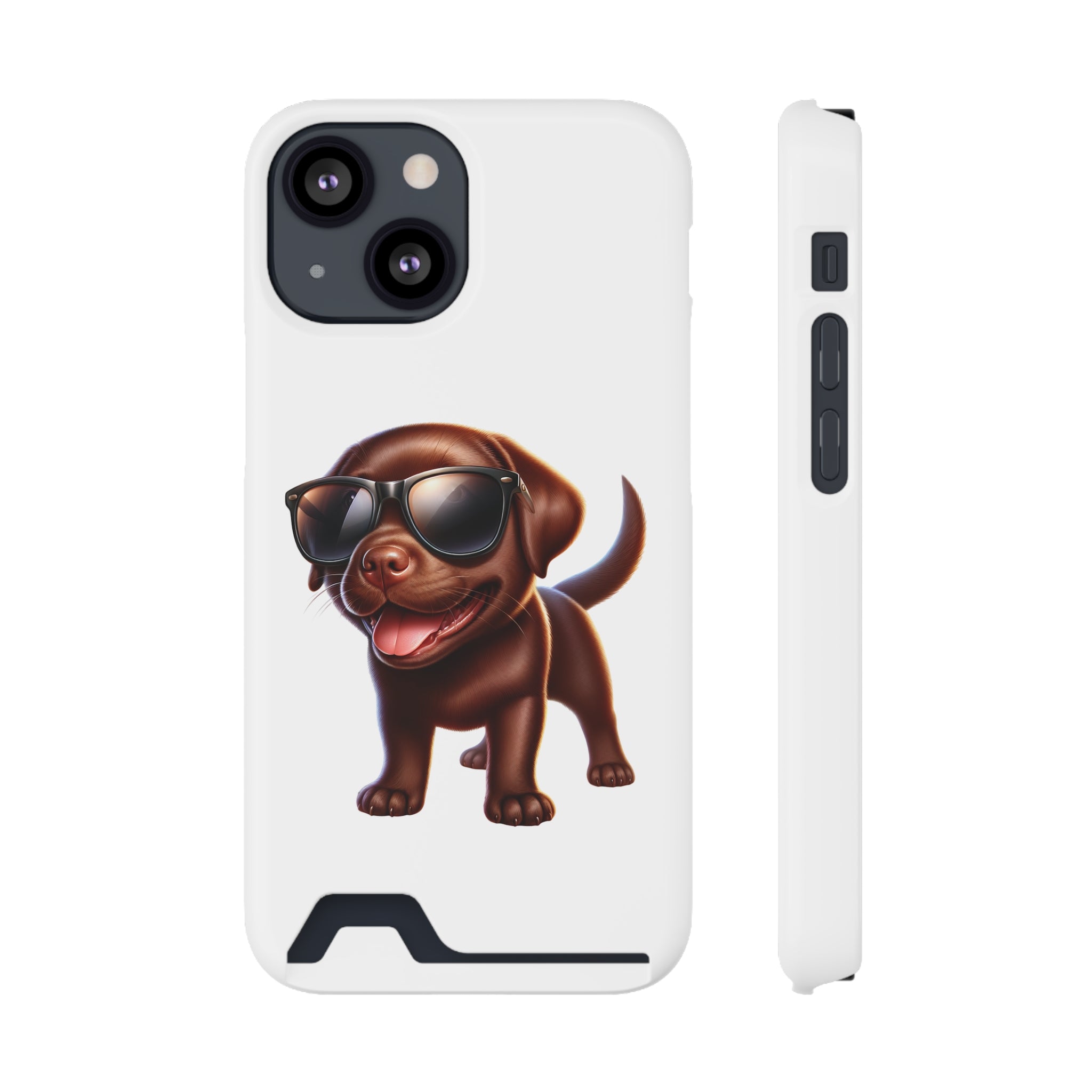 Chocolate Lab with Sunglasses Phone Case with Card Holder