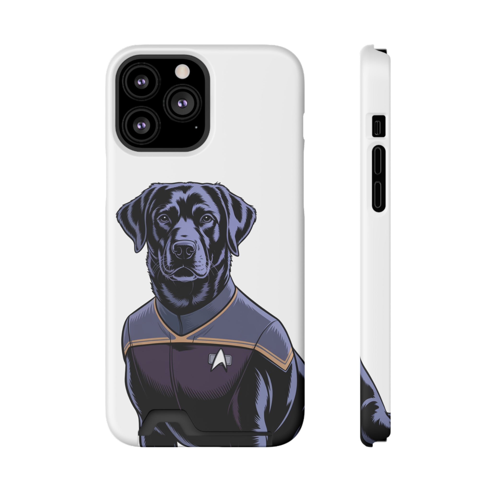 Black Lab Dog-Fleet Phone Case with Card Holder