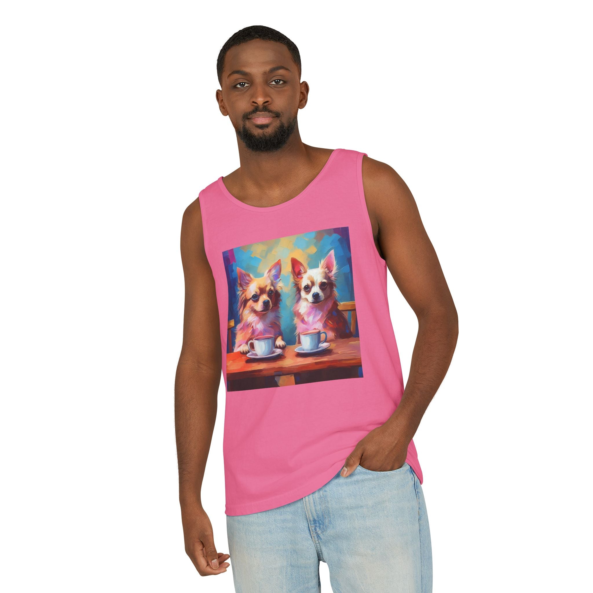 Cafe con Chihuahua Unisex Tank Top