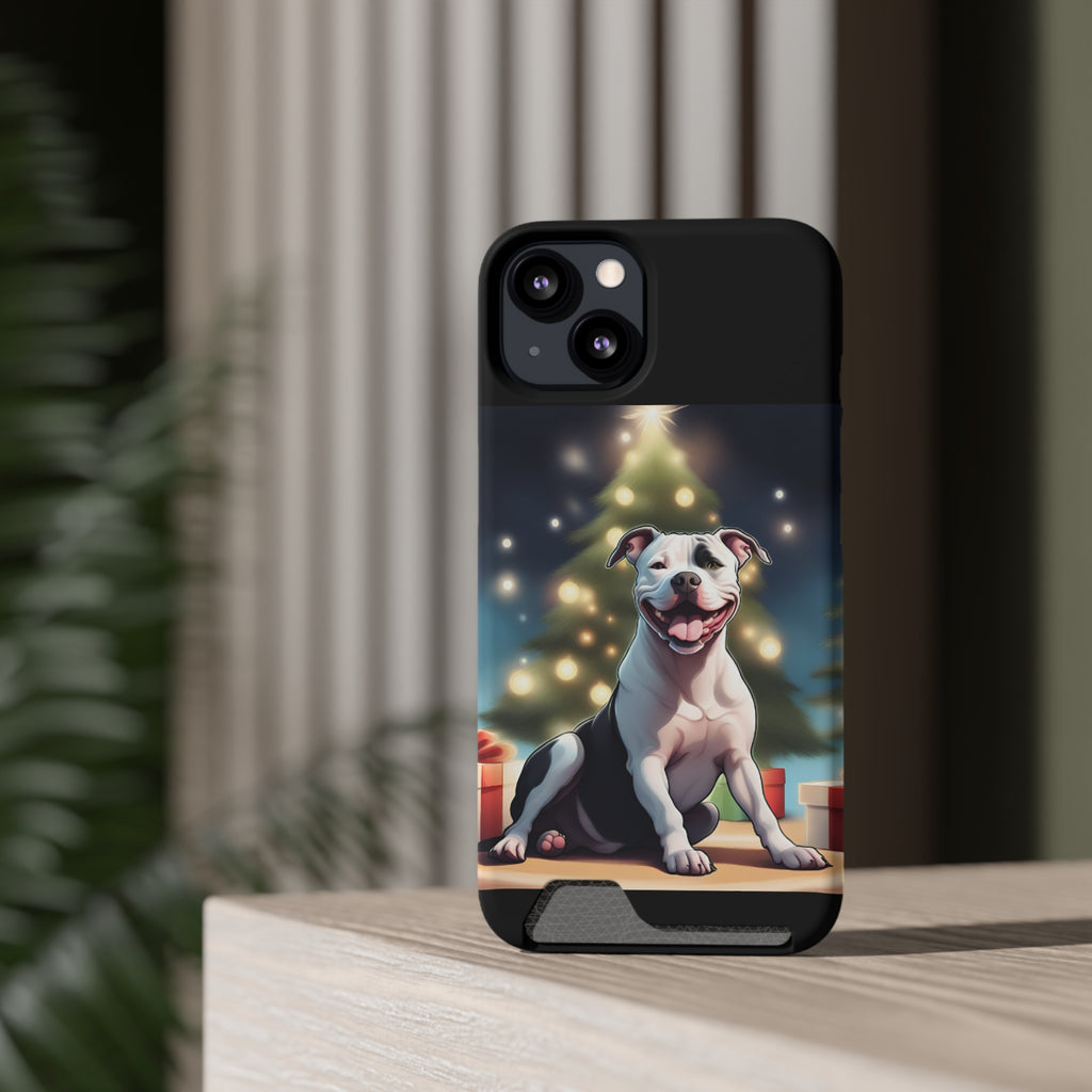 Pitbull Holiday Phone Case with Card Holder