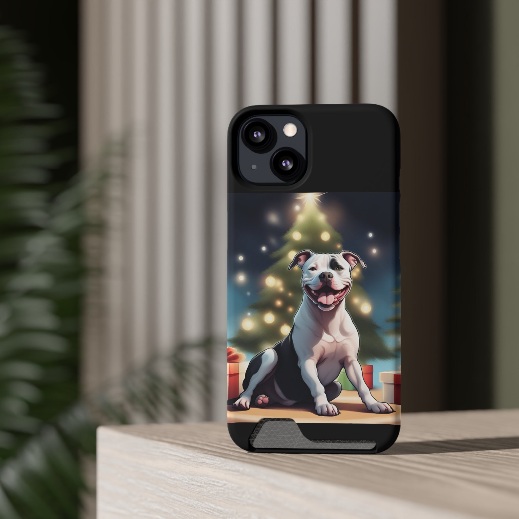 Pitbull Holiday Phone Case with Card Holder