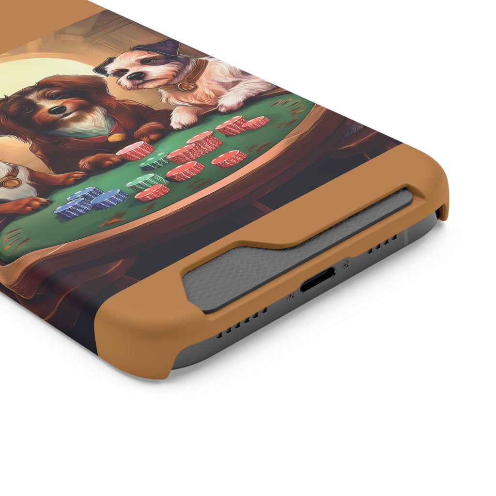 Puppy Poker Phone Case with Card Holder