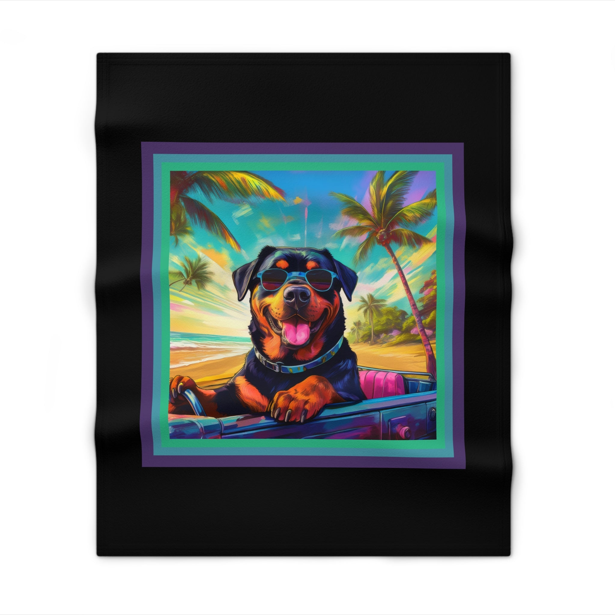 Rottweiler Beach Drive Throw Blanket