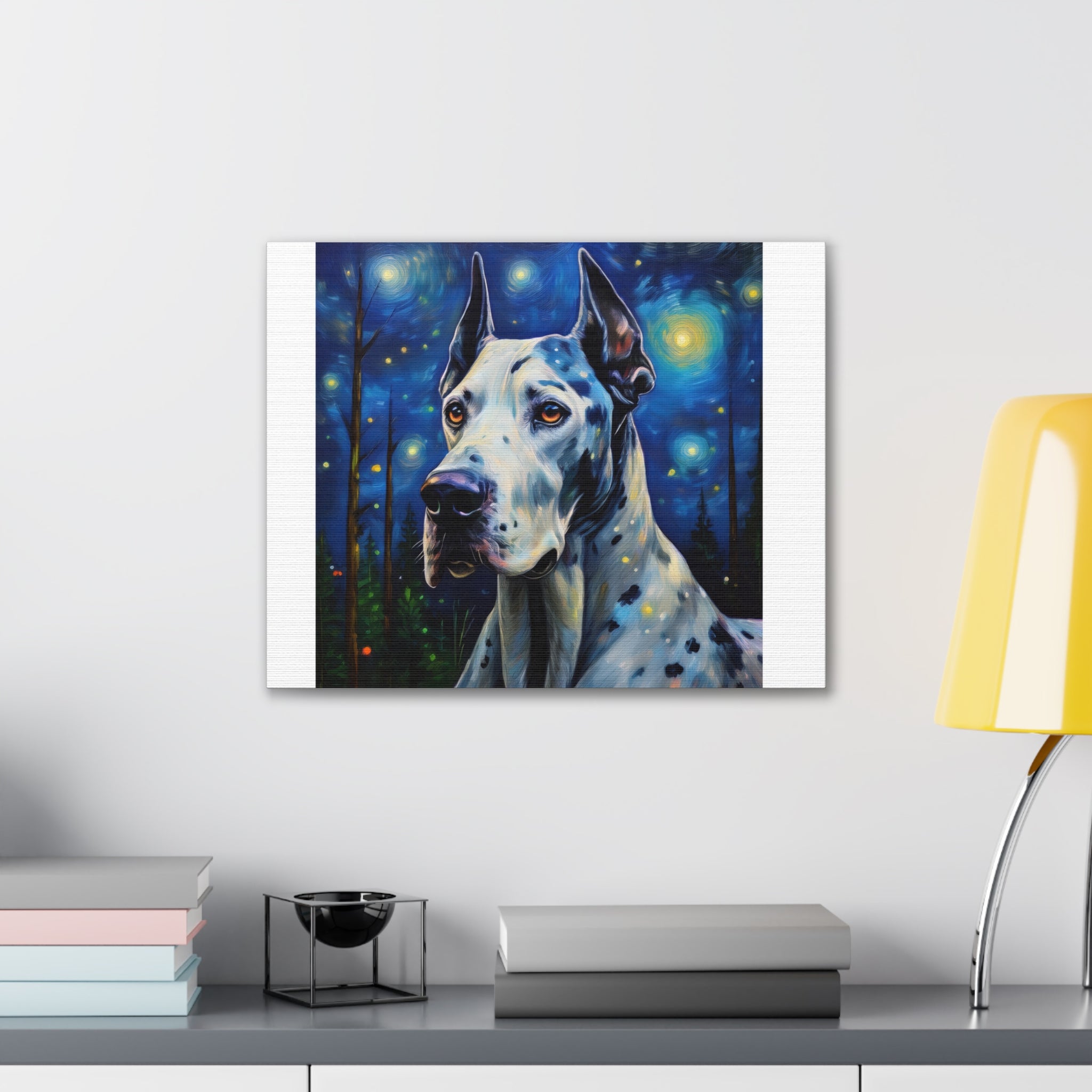 Great Dane Stary Night Canvas Stretched, 0.75"