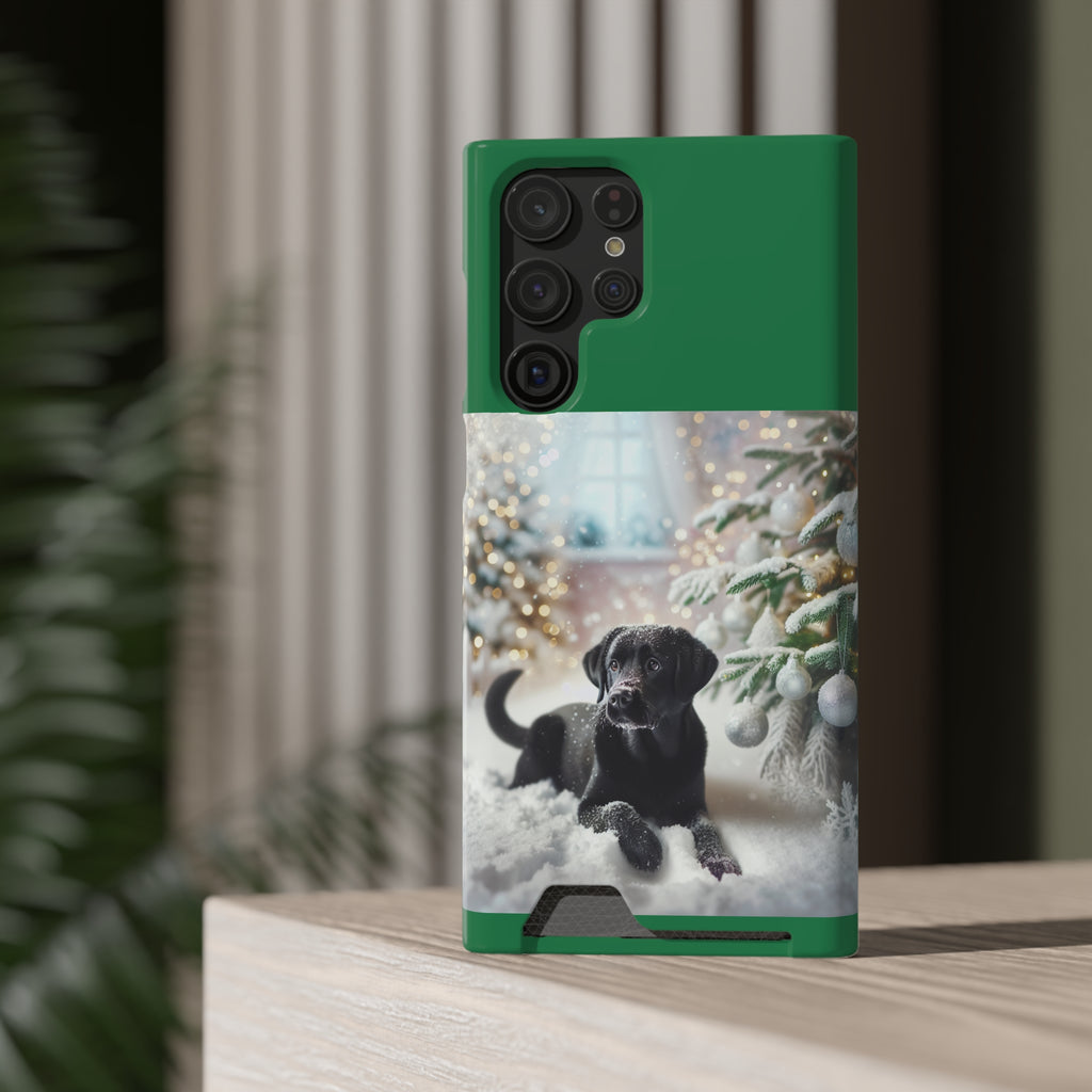 Black Lab Holiday Phone Case with Card Holder