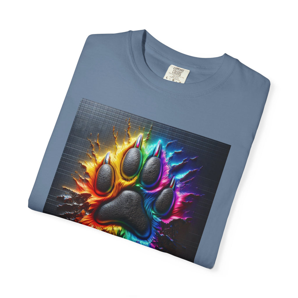Electric Rainbow Dog Paw Unisex Garment-Dyed T-shirt