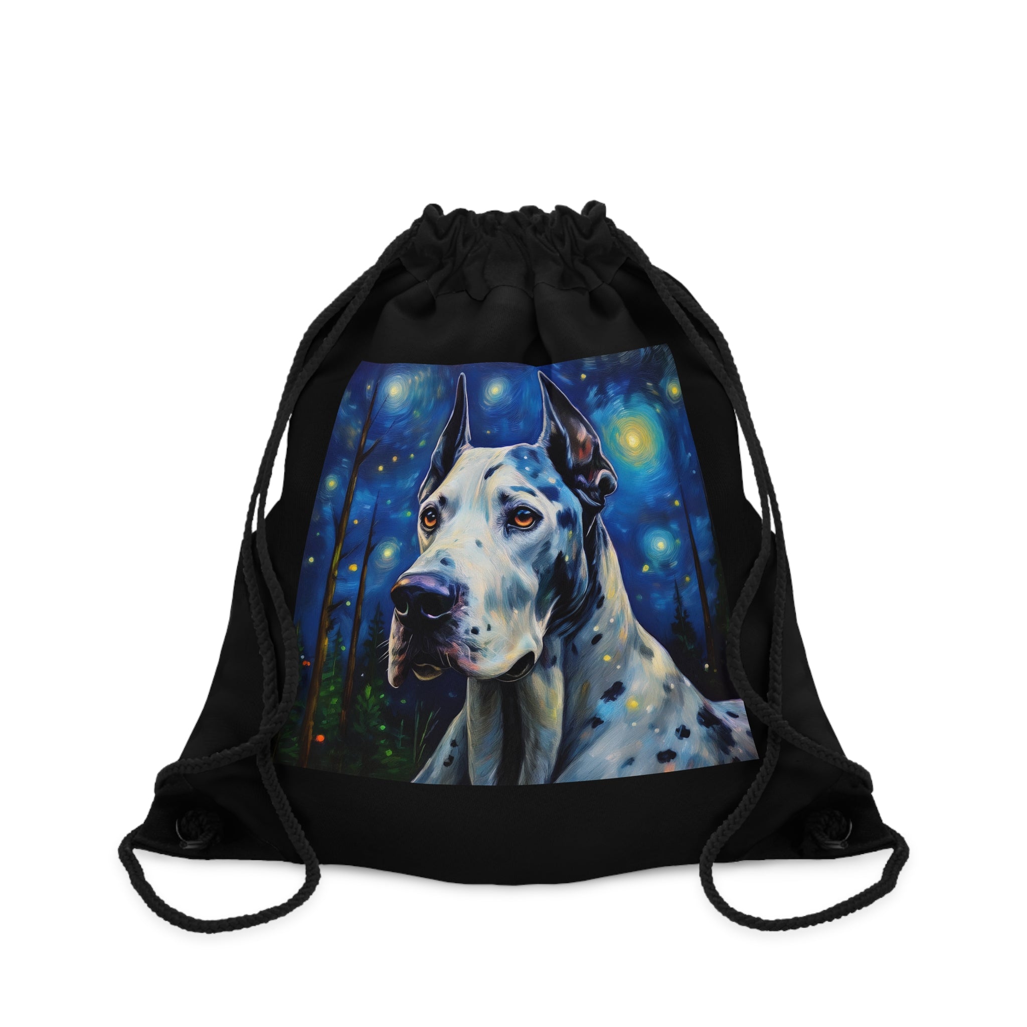 Great Dane Stary Night Drawstring Bag