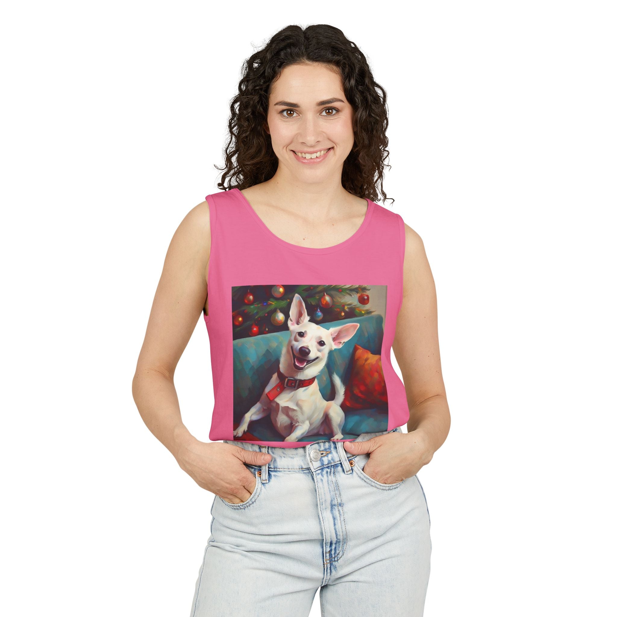 White Corgi Holiday II Unisex Tank Top
