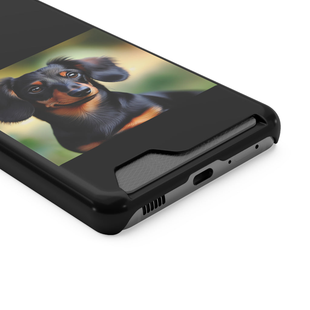 Dachshund Black and Brown Phone Case with Card Holder