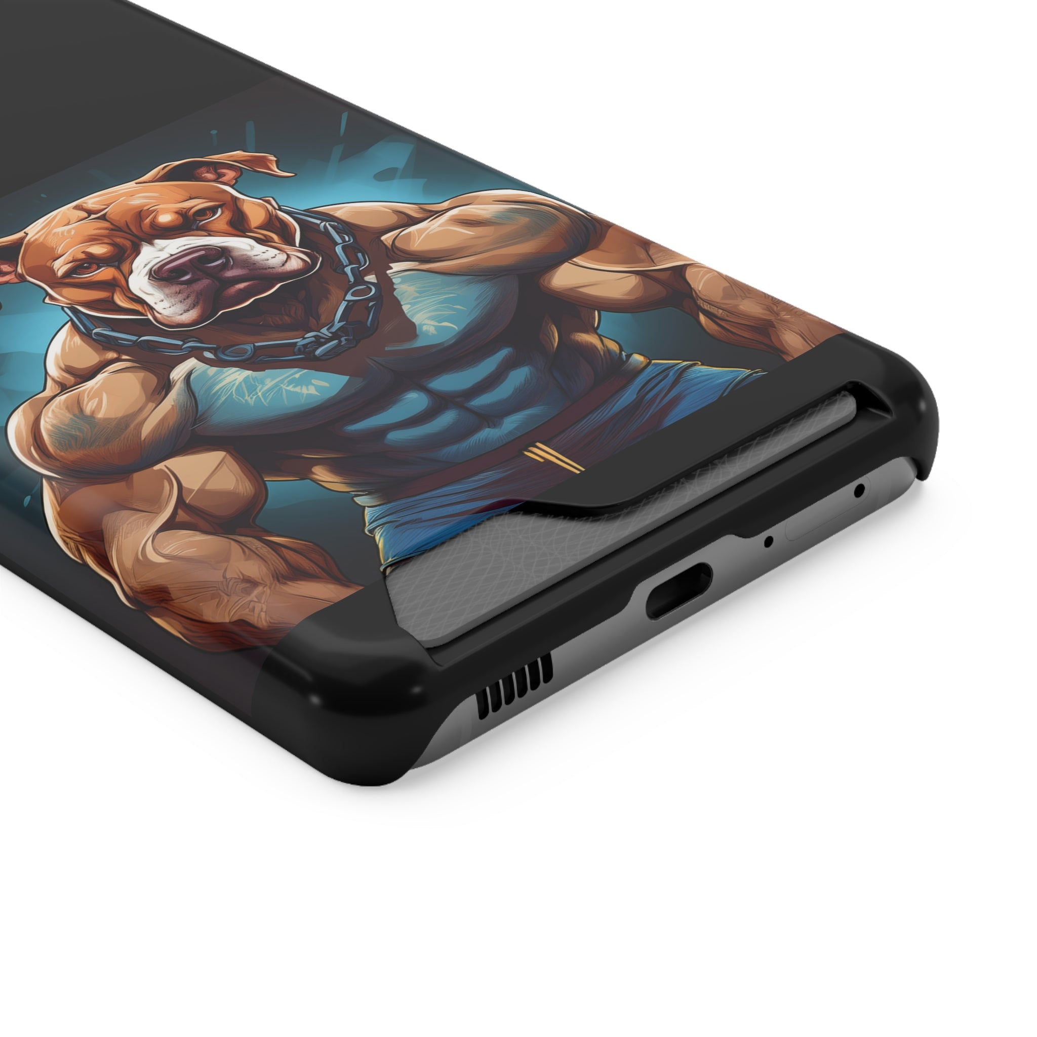 Pitbull Body Builder Phone Case with Card Holder