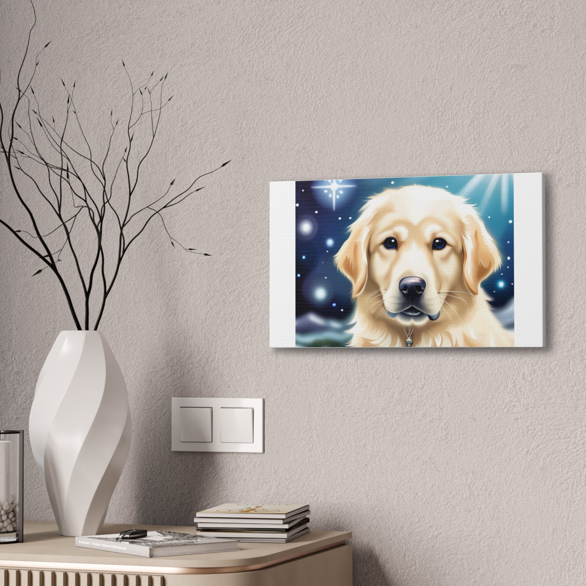 Golden Retriever Stary Night Canvas Stretched, 0.75"