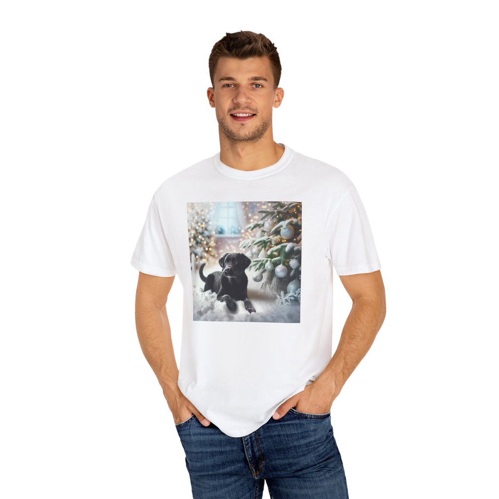 Black Lab Puppy Holiday Unisex Garment-Dyed T-shirt
