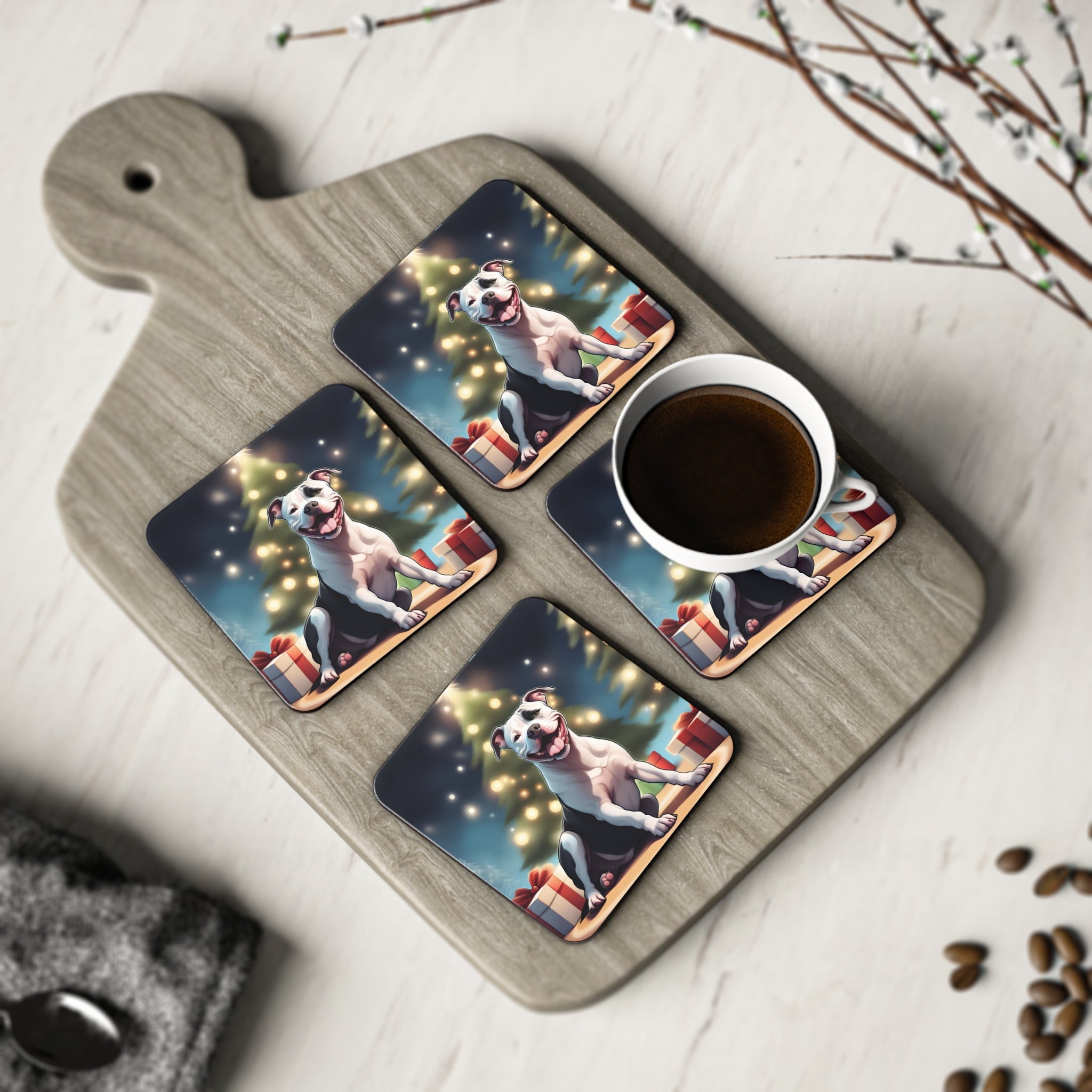 Pit Bull Holiday Coasters