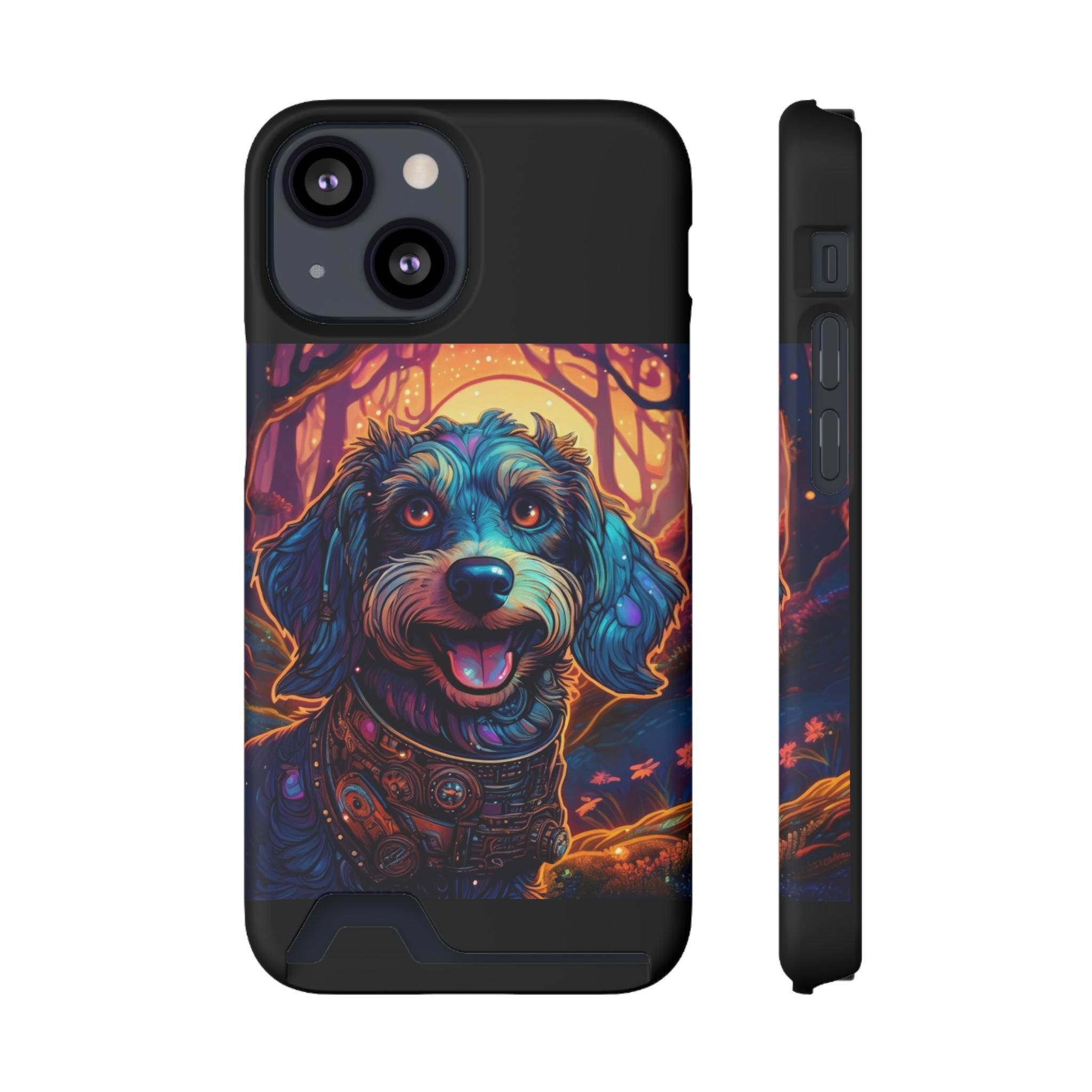Dachshund Steampunk Phone Case with Card Holder
